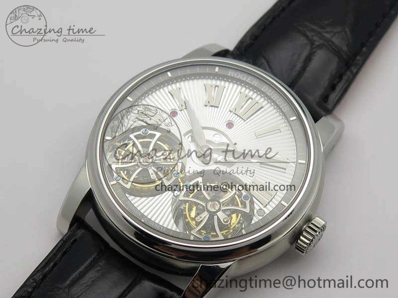 UrbanStyle Hommage Rddbho0562 SS JBF Sliver Dial On Black Croco Leather Strap Double Tourbillion 9617