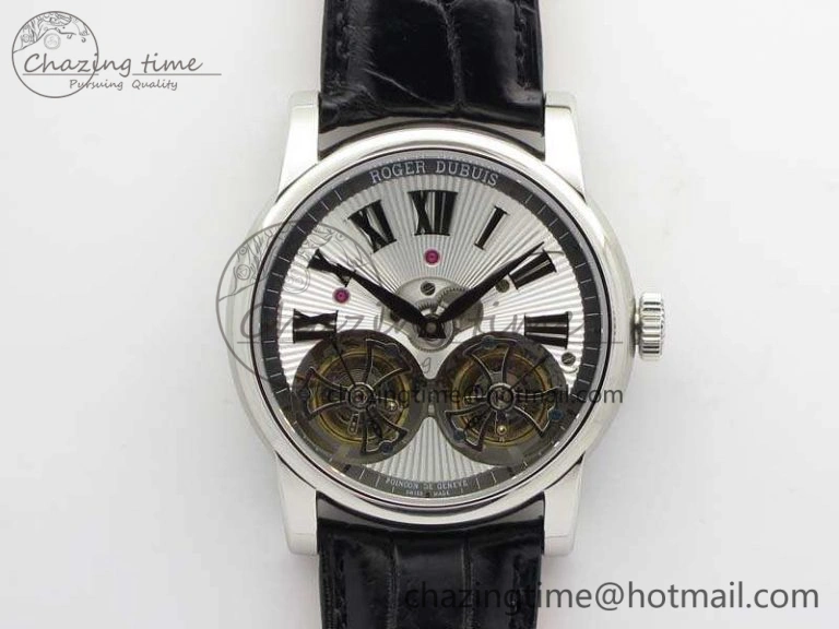 UrbanStyle Hommage Rddbho0562 SS JBF Sliver Dial On Black Croco Leather Strap Double Tourbillion 9617