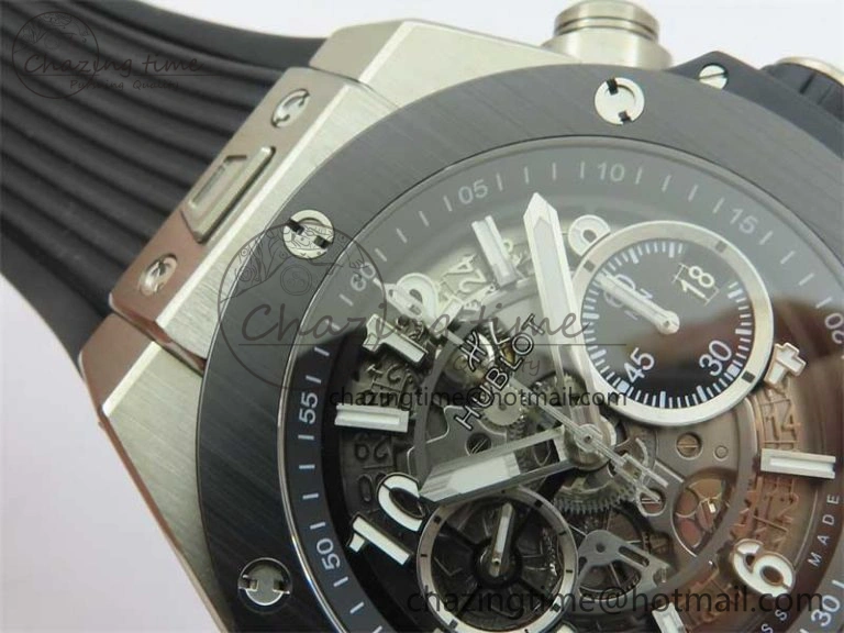 Hublot Big Bang Unico Titanium Ceramic ZF 1:1 Best Edition Skeleton Dial on Black Rubber Strap A Bright 6776