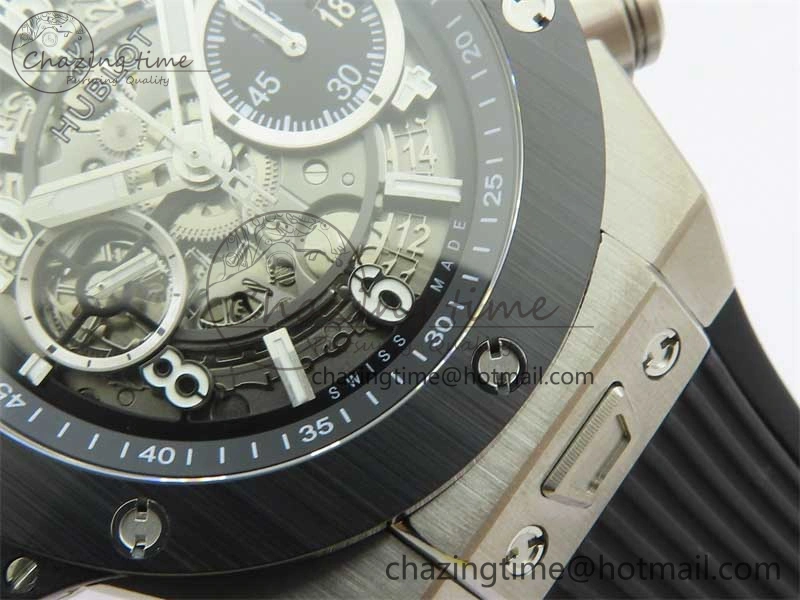 Hublot Big Bang Unico Titanium Ceramic ZF 1:1 Best Edition Skeleton Dial on Black Rubber Strap A Bright 6776