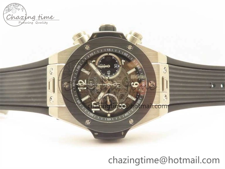 Hublot Big Bang Unico Titanium Ceramic ZF 1:1 Best Edition Skeleton Dial on Black Rubber Strap A Bright 6776