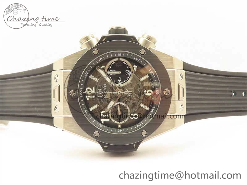 Hublot Big Bang Unico Titanium Ceramic ZF 1:1 Best Edition Skeleton Dial on Black Rubber Strap A Bright 6776