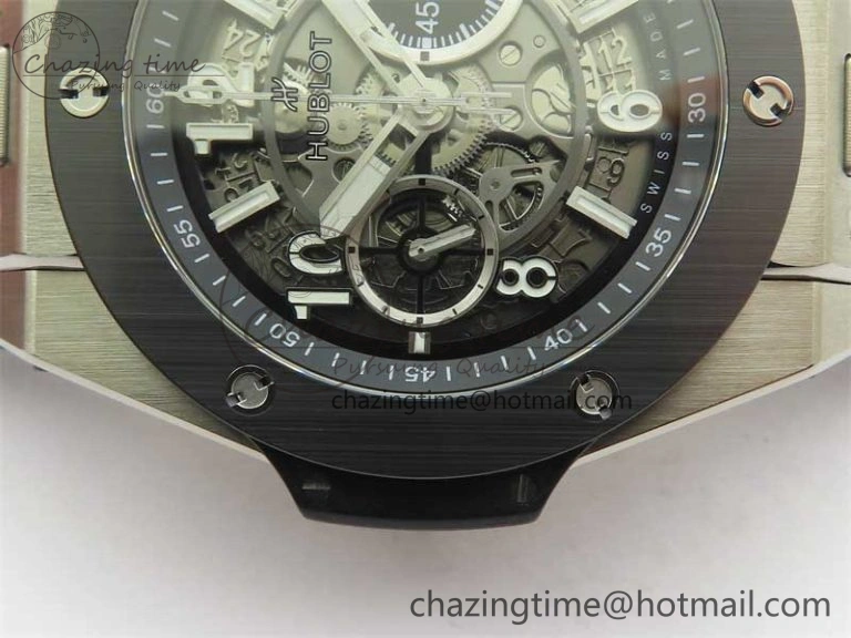 Hublot Big Bang Unico Titanium Ceramic ZF 1:1 Best Edition Skeleton Dial on Black Rubber Strap A Bright 6776