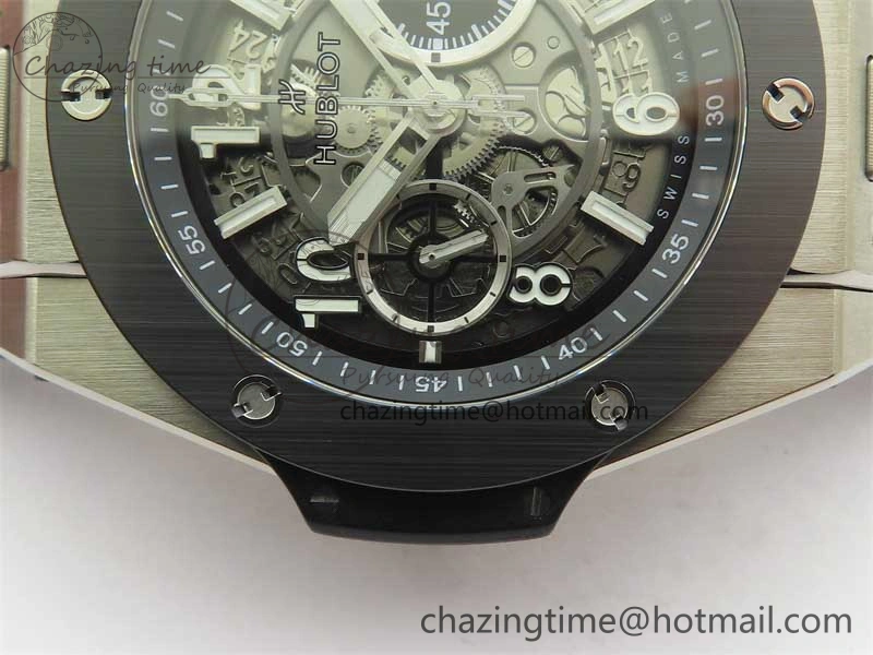 Hublot Big Bang Unico Titanium Ceramic ZF 1:1 Best Edition Skeleton Dial on Black Rubber Strap A Bright 6776