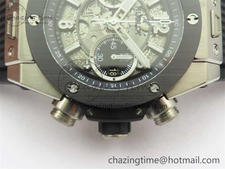 Hublot Big Bang Unico Titanium Ceramic ZF 1:1 Best Edition Skeleton Dial on Black Rubber Strap A Bright 6776