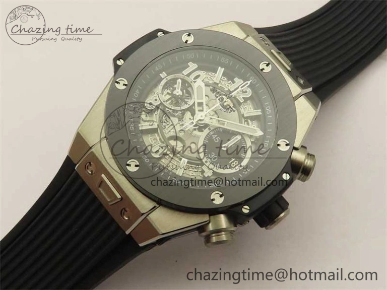 Hublot Big Bang Unico Titanium Ceramic ZF 1:1 Best Edition Skeleton Dial on Black Rubber Strap A Bright 6776