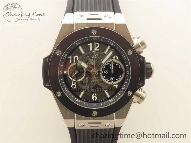 Hublot Big Bang Unico Titanium Ceramic ZF 1:1 Best Edition Skeleton Dial on Black Rubber Strap A Bright 6776