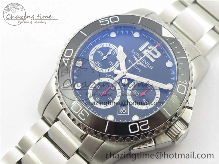 Refined HydroConquest Chrono SS Black Ceramic Bezel OXF Best Edition Black Dial on SS Bracelet A 7578