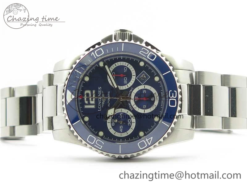 HydroConquest Chrono SS Blue Ceramic Bezel OXF Best Edition Blue Dial on SS Bracelet A Comfortable 7579
