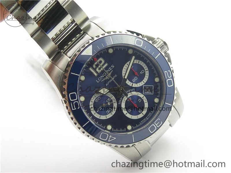 HydroConquest Chrono SS Blue Ceramic Bezel OXF Best Edition Blue Dial on SS Bracelet A Comfortable 7579