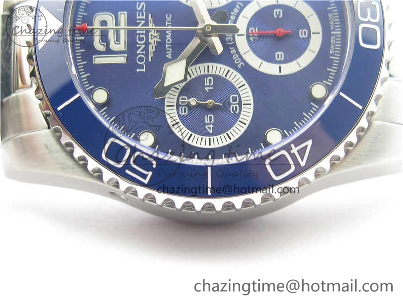 HydroConquest Chrono SS Blue Ceramic Bezel OXF Best Edition Blue Dial on SS Bracelet A Comfortable 7579