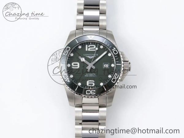 Hydroconquest 43mm SS Green Ceramic Bezel XF 1:1 Best Edition Green Dial on SS Bracelet L Compact 7548
