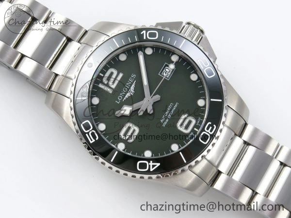 Hydroconquest 43mm SS Green Ceramic Bezel XF 1:1 Best Edition Green Dial on SS Bracelet L Compact 7548