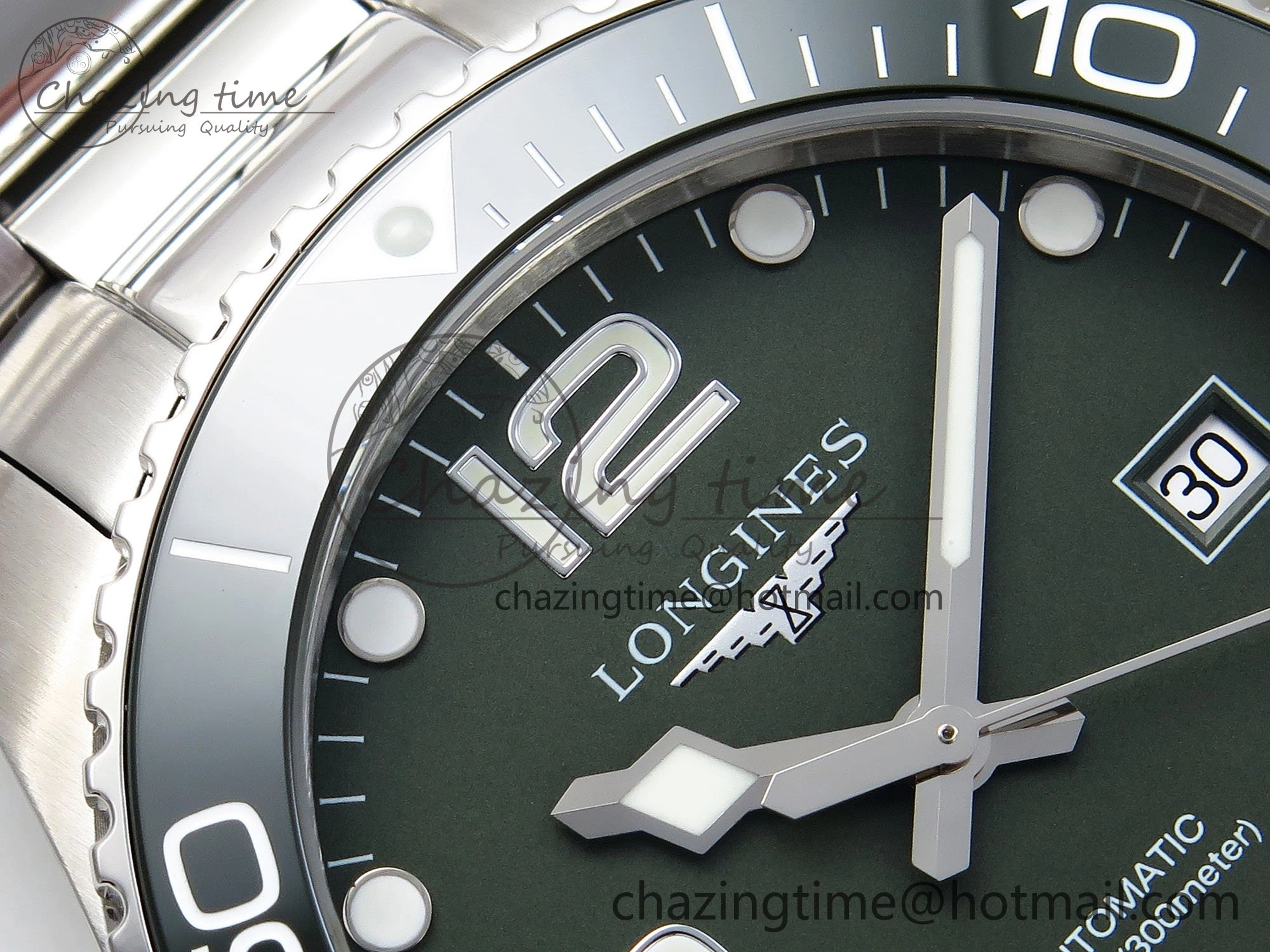 Hydroconquest 43mm SS Green Ceramic Bezel XF 1:1 Best Edition Green Dial on SS Bracelet L Compact 7548