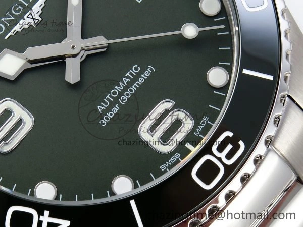 Hydroconquest 43mm SS Green Ceramic Bezel XF 1:1 Best Edition Green Dial on SS Bracelet L Compact 7548