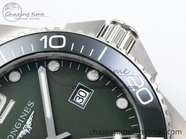 Hydroconquest 43mm SS Green Ceramic Bezel XF 1:1 Best Edition Green Dial on SS Bracelet L Compact 7548