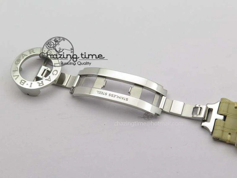 ModernLook I Giardini Di Bulgari Tourbillon Full Paved Diamonds SS Diamonds Dial On Beige Leather Strap 5840