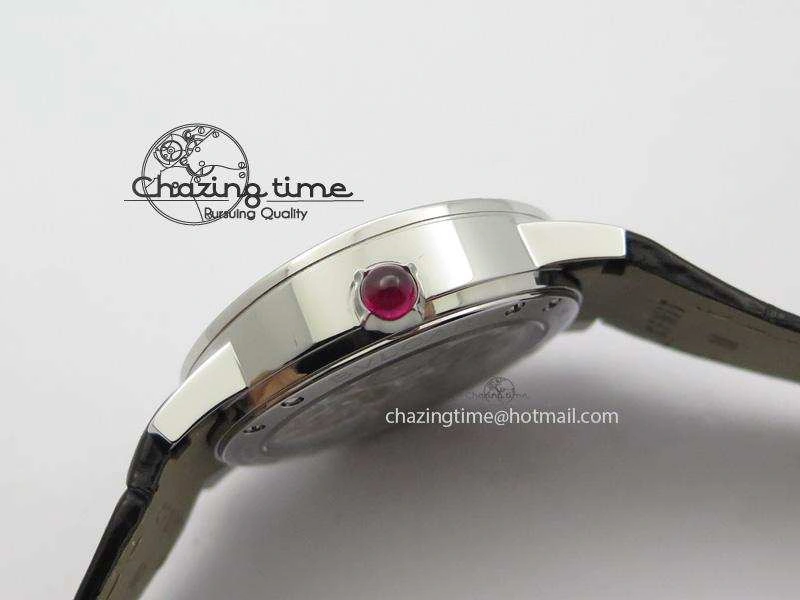 Practical I Giardini Di Bulgari Tourbillon Full Paved Diamonds SS Diamonds Dial On Black Leather Strap 5842