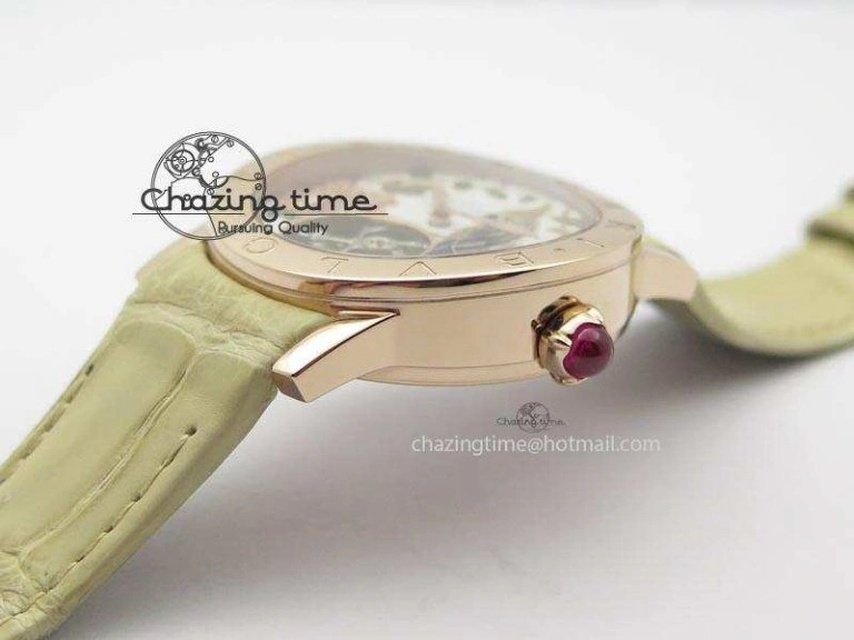 ZeroBulk I Giardini Di Bulgari Tourbillon RG Parrot Dial On Beige Croco Strap 5839