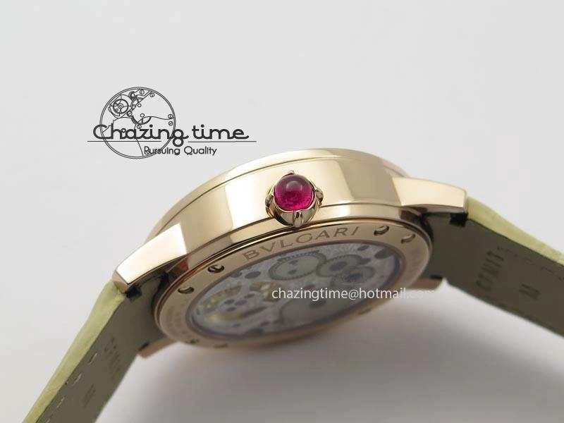 ZeroBulk I Giardini Di Bulgari Tourbillon RG Parrot Dial On Beige Croco Strap 5839