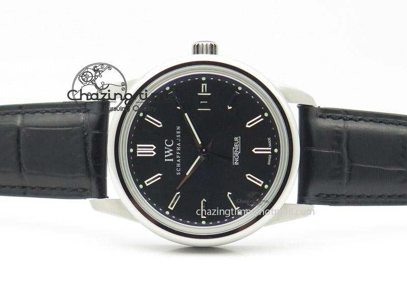 Reliable Ingeniuer St.Laurens SS Black Dial MK 1:1 Best Edition On Black Leather Strap  A 7367