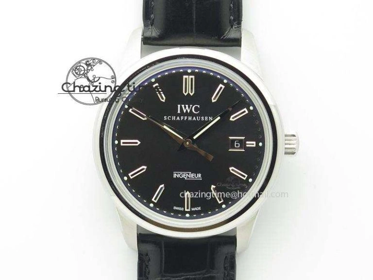 Ingeniuer St.Laurens SS Black Dial MKF 1:1 V2 Best Edition On Black Leather Strap A FlexibleFit 7351