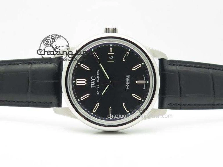 Ingeniuer St.Laurens SS Black Dial MKF 1:1 V2 Best Edition On Black Leather Strap A FlexibleFit 7351