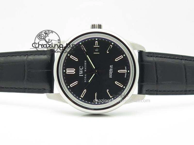Ingeniuer St.Laurens SS Black Dial MKF 1:1 V2 Best Edition On Black Leather Strap A FlexibleFit 7351