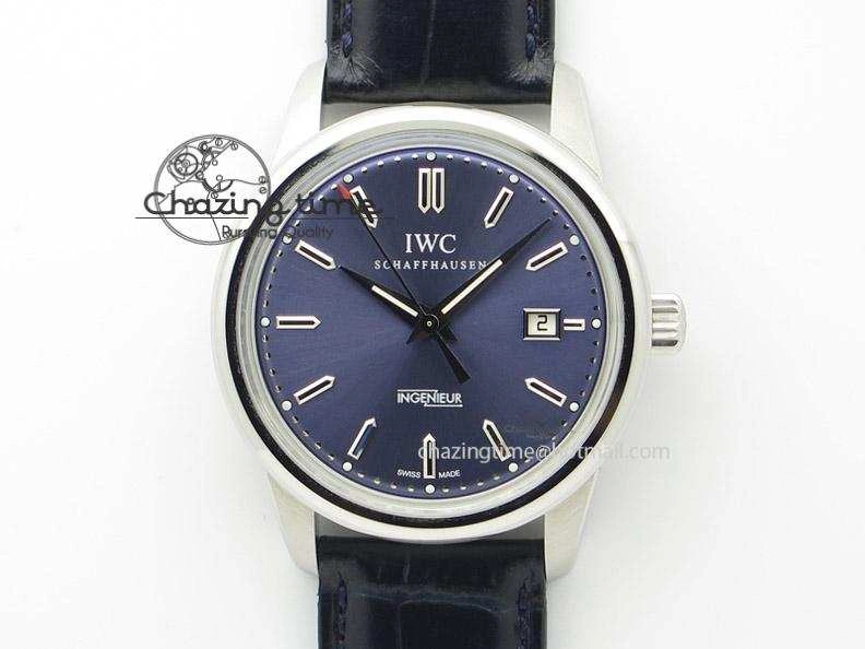 Ingeniuer St.Laurens SS Blue Dial MK 1:1 Best Edition On Black Leather Strap A BestValue 7366