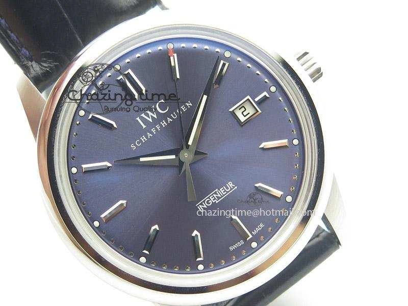 Ingeniuer St.Laurens SS Blue Dial MK 1:1 Best Edition On Black Leather Strap A BestValue 7366