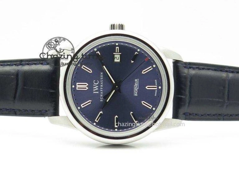 Ingeniuer St.Laurens SS Blue Dial MK 1:1 Best Edition On Black Leather Strap A BestValue 7366
