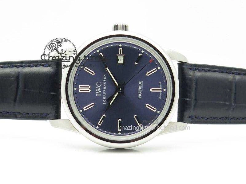 Ingeniuer St.Laurens SS Blue Dial MK 1:1 Best Edition On Black Leather Strap A BestValue 7366