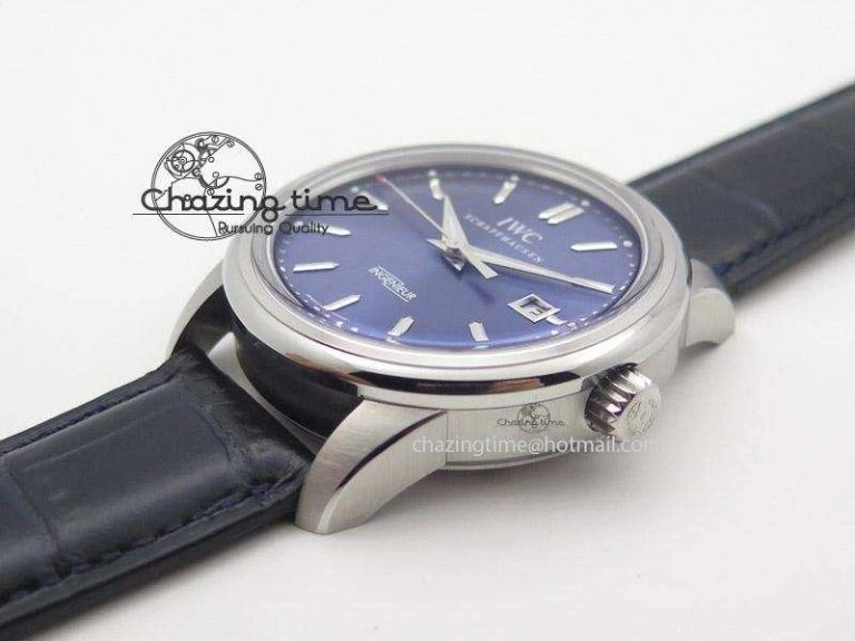 Ingeniuer St.Laurens SS Blue Dial MK 1:1 Best Edition On Black Leather Strap A BestValue 7366