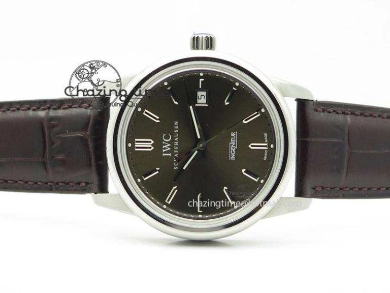 Chic Ingeniuer St.Laurens SS Brown Dial MK 1:1 Best Edition On Black Leather Strap A 7365