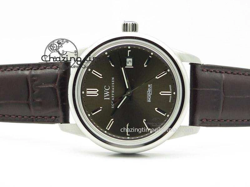 Chic Ingeniuer St.Laurens SS Brown Dial MK 1:1 Best Edition On Black Leather Strap A 7365