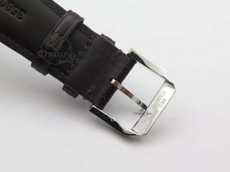 Chic Ingeniuer St.Laurens SS Brown Dial MK 1:1 Best Edition On Black Leather Strap A 7365