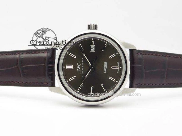 WaterResistant Ingeniuer St.Laurens SS Brown Dial MKF 1:1 V2 Best Edition On Black Leather Strap A 7352