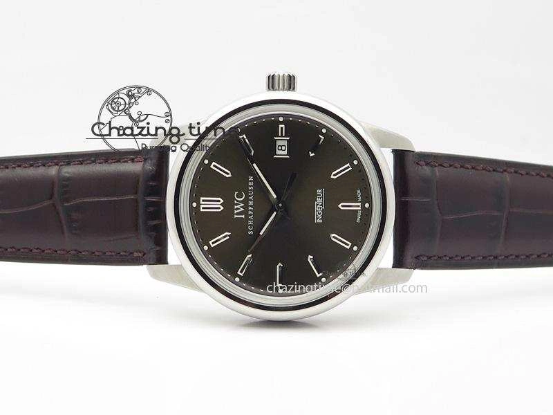 WaterResistant Ingeniuer St.Laurens SS Brown Dial MKF 1:1 V2 Best Edition On Black Leather Strap A 7352