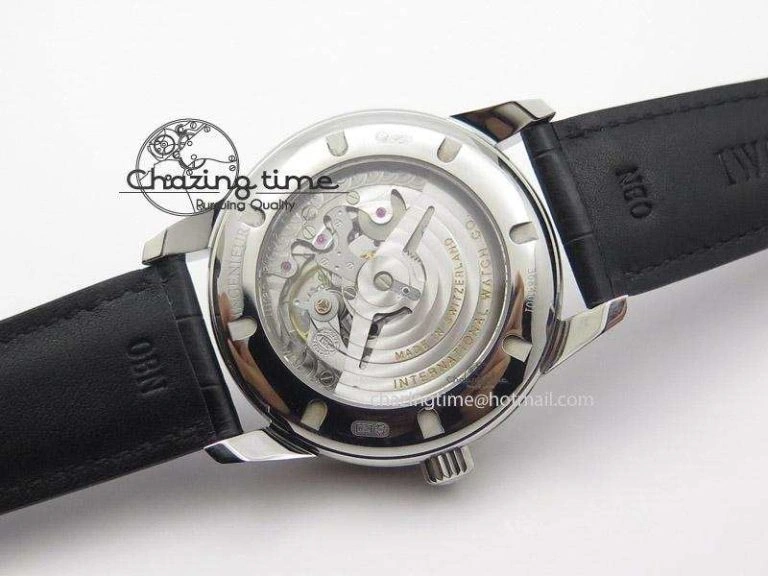 Comfortable Ingeniuer St.Laurens SS White Dial MK 1:1 Best Edition On Black Leather Strap A 7363