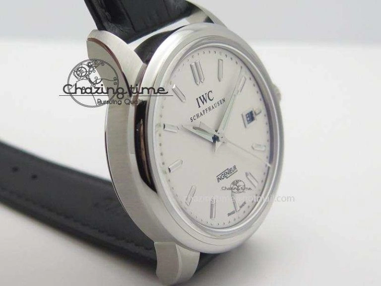 Soft Ingeniuer St.Laurens SS White Dial MKF 1:1 V2 Best Edition On Black Leather Strap A 7355