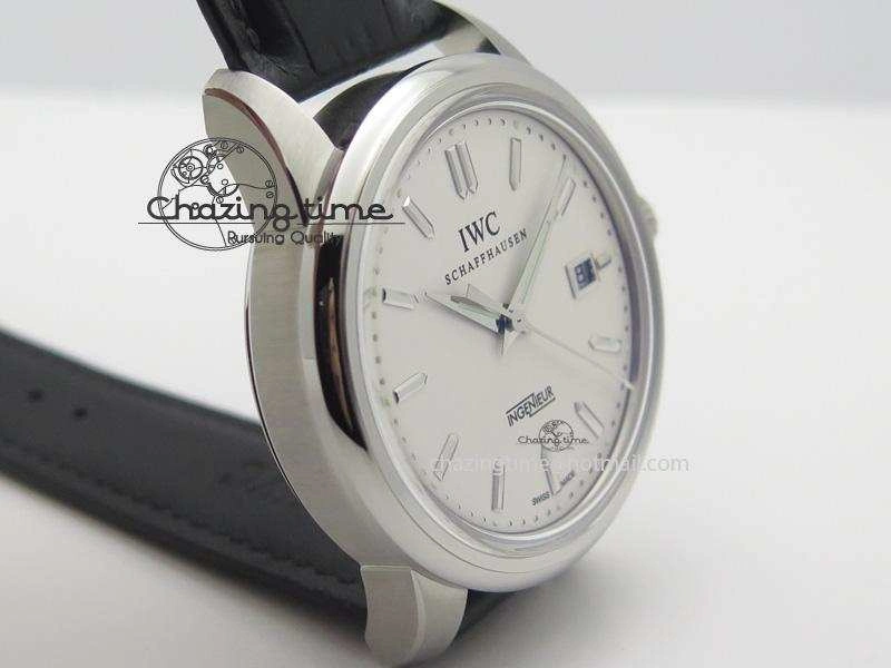 Soft Ingeniuer St.Laurens SS White Dial MKF 1:1 V2 Best Edition On Black Leather Strap A 7355