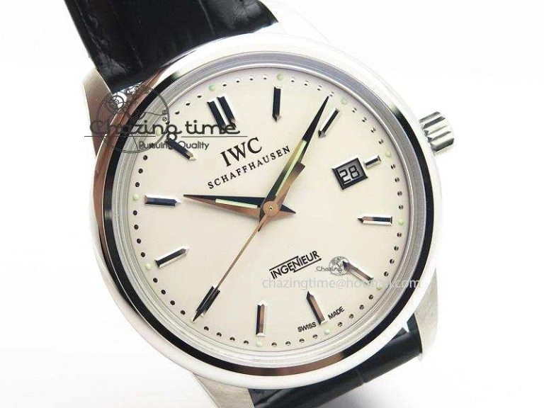 Soft Ingeniuer St.Laurens SS White Dial MKF 1:1 V2 Best Edition On Black Leather Strap A 7355