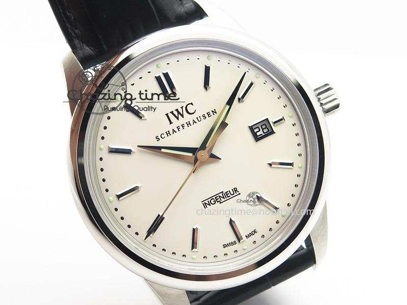 Soft Ingeniuer St.Laurens SS White Dial MKF 1:1 V2 Best Edition On Black Leather Strap A 7355