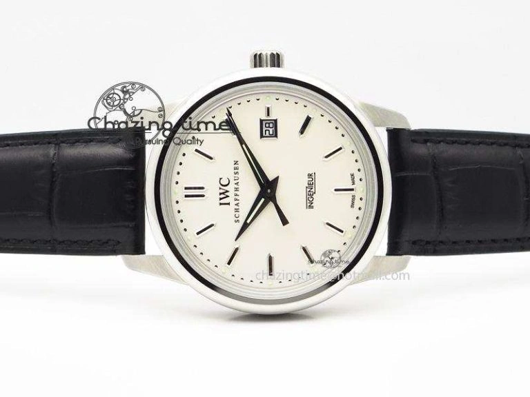 Soft Ingeniuer St.Laurens SS White Dial MKF 1:1 V2 Best Edition On Black Leather Strap A 7355
