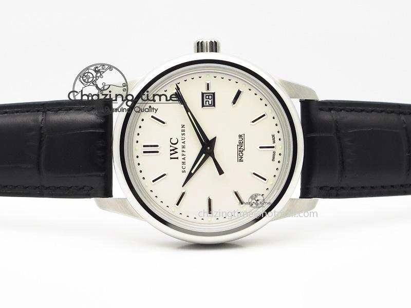 Soft Ingeniuer St.Laurens SS White Dial MKF 1:1 V2 Best Edition On Black Leather Strap A 7355