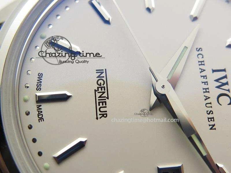 Soft Ingeniuer St.Laurens SS White Dial MKF 1:1 V2 Best Edition On Black Leather Strap A 7355