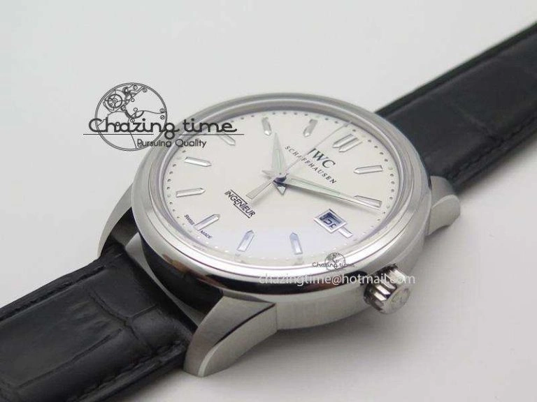 Soft Ingeniuer St.Laurens SS White Dial MKF 1:1 V2 Best Edition On Black Leather Strap A 7355