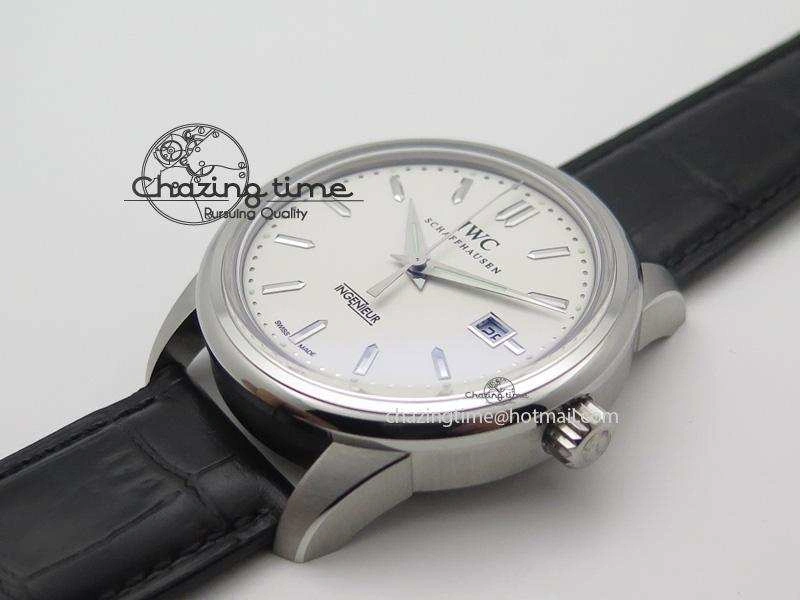 Soft Ingeniuer St.Laurens SS White Dial MKF 1:1 V2 Best Edition On Black Leather Strap A 7355