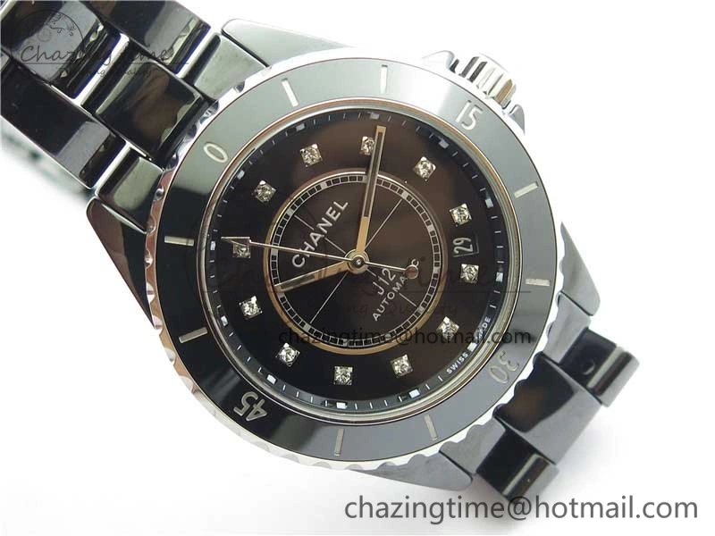 Stylish J12 38mm BV+ 1:1 Best Edition Black Korea Ceramic Black Dial Crystal Markers on Bracelet Calibre 12. 6484