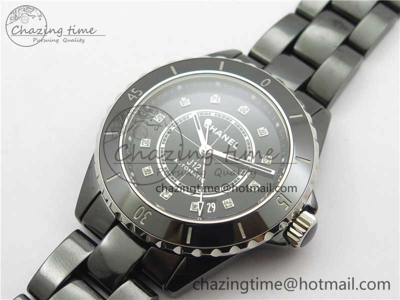 Stylish J12 38mm BV+ 1:1 Best Edition Black Korea Ceramic Black Dial Crystal Markers on Bracelet Calibre 12. 6484